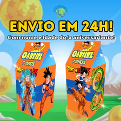 Caixinhas Dragon Ball Milk Leite Surpresa Para Festas de Aniversário Personalizadas Com Nome e Idade Doces e Balas