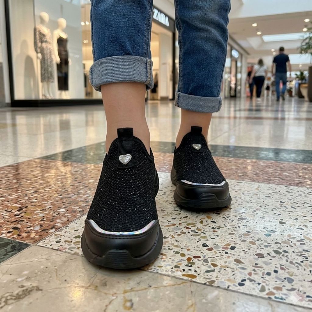 Tênis Infantil Menina Coração Calce Fácil Brilho Escolar Delicado em Oferta na Shopee