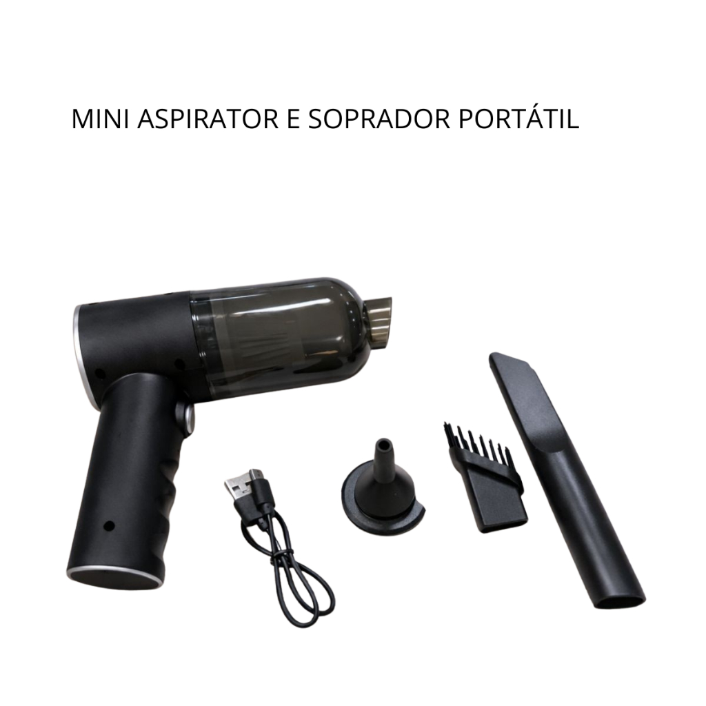 Aspirador e Soprador 4 em 1 Portátil Alta Potência e Multi Funcional para Limpezas Carros Janelas Sofás Tarpetes Gavetas