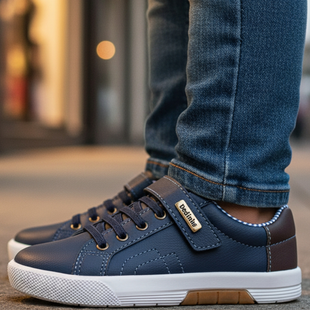 Tênis Masculino Infantil Juvenil Sapatenis Casual Menino Marinho Café Escolar Dia a dia Passeio