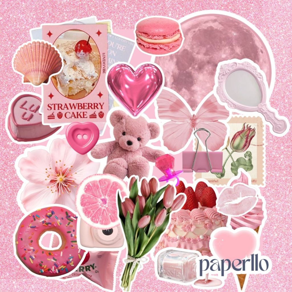 Conjunto 46 Adesivos Rosa Pink Aesthetic Impermeáveis Para Colagem Kindle Cadernos e Garrafinhas em Oferta na Shopee