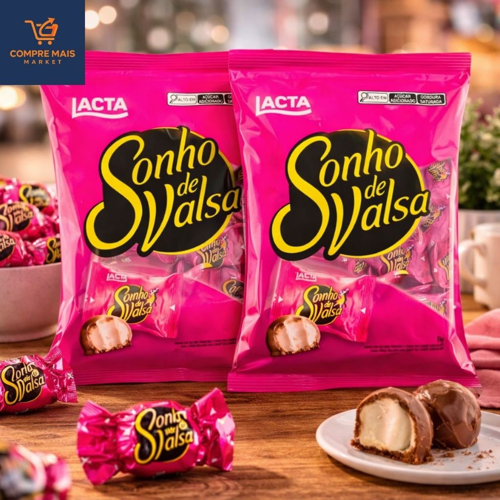 Kit 2 Bombom Sonho de Valsa 1kg Cada Original Lacta Pacote Econômico Atacado Revenda Festa Chocolate