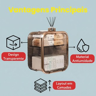 Caixa para Banheiro armazenamento papel higiênico e organizador de produtos sem Furação