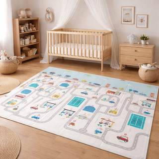 Tapete Tatame Infantil Emborrachado Dobrável Dupla Face Bebê Atividades 1,80m X 1,50m Imp…