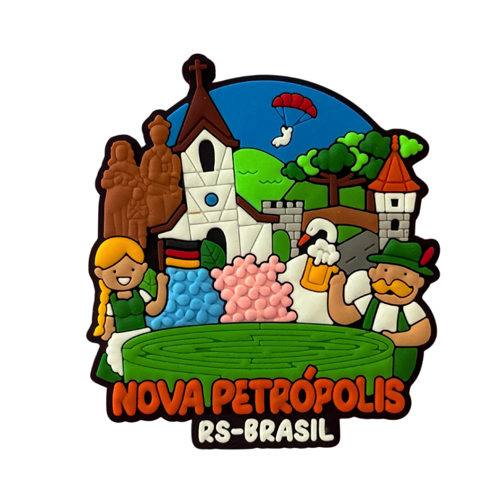 Imã de Geladeira Emborrachado Nova Petrópolis RS Labirinto - Lembrança Pedras do Silêncio Pórtico