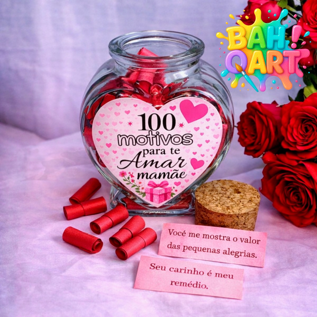 Potinho 100 motivos para te amar DIA DAS MÃES em Oferta na Shopee