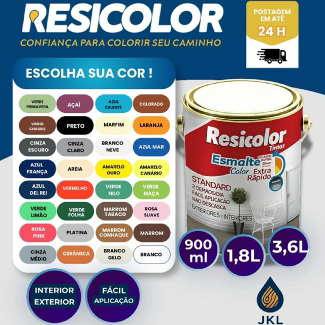 Tinta Esmalte Sintético 900ML/1,8L/3,6L - Cores Diversas - Resicolor