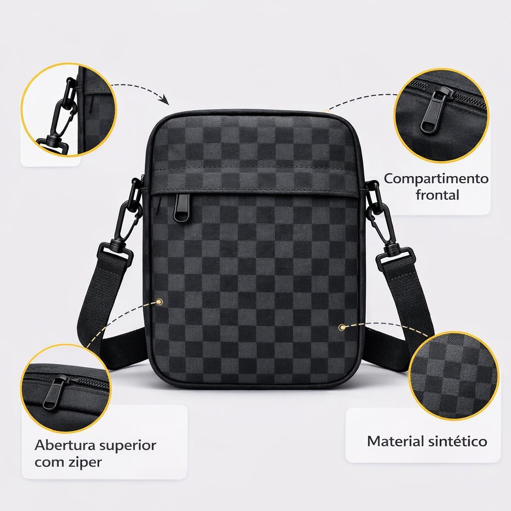 Lançamento Bag Compacta Xadrez Unissex Resistente Promoção Envio Imediato Shoulder Bag