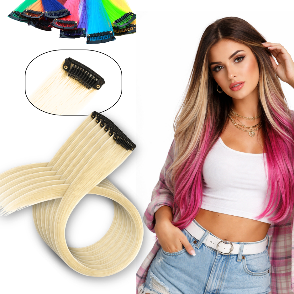 6 Apliques Mechas Coloridas Cabelo Alta Qualidade 70cm em Oferta na Shopee