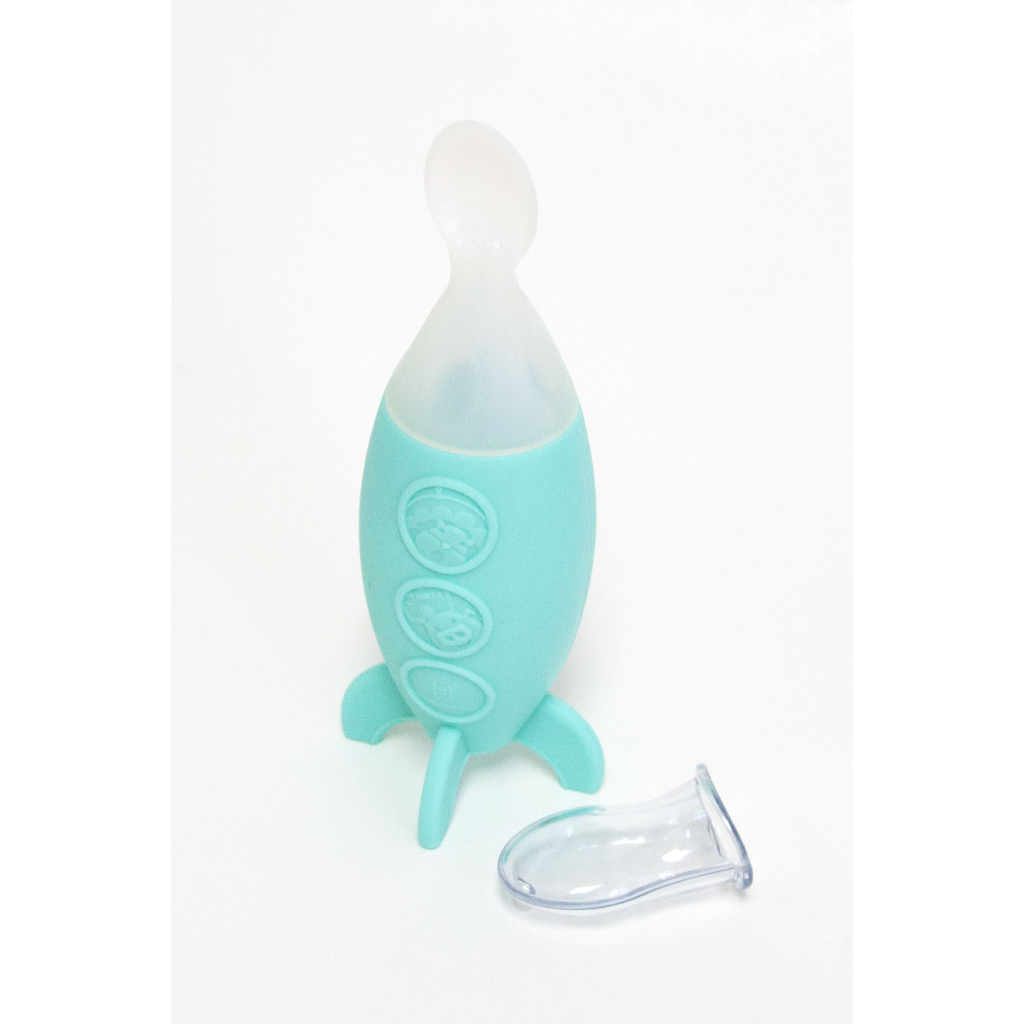 COLHER SILICONE COM DISPENSER PARA ALIMENTO AZUL · foto 2
