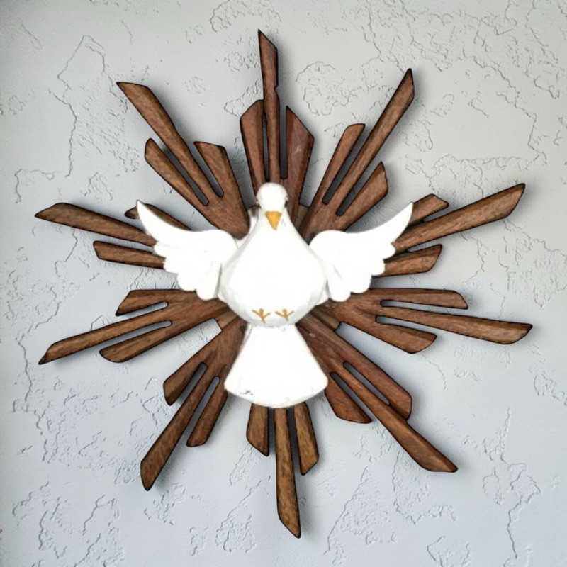 Divino de Parede 22 cm em Madeira Decoração Divino Espírito Santo