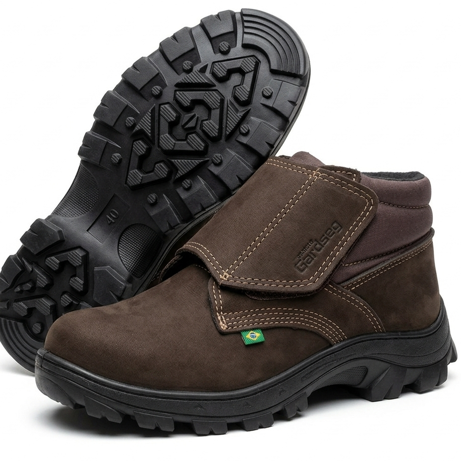 Botina Bota De Segurança Velcro Para Trabalhar Bico Pvc CA em Oferta na Shopee