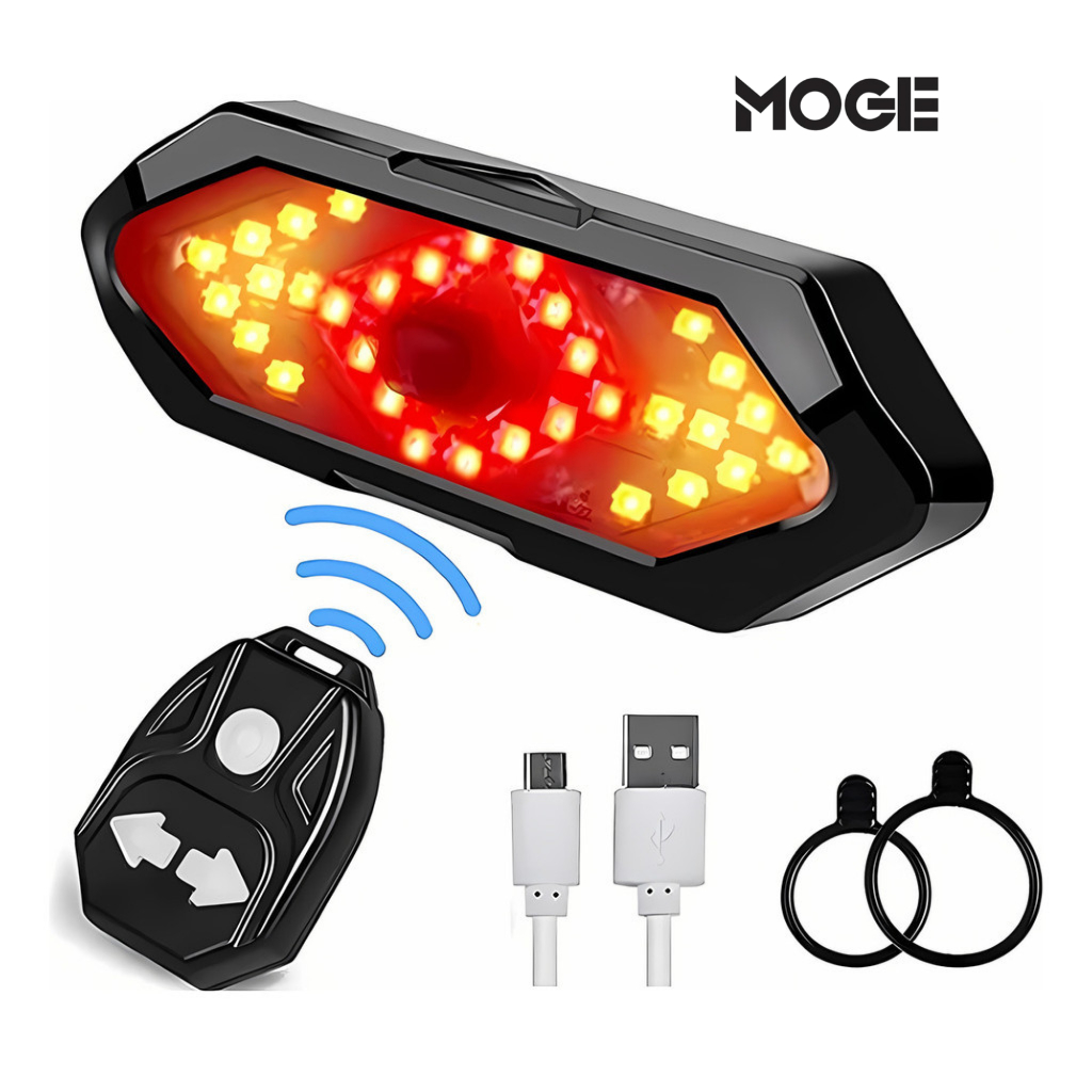 Sinalizador Bike LED com Seta + Som | Controle Remoto Recarregável