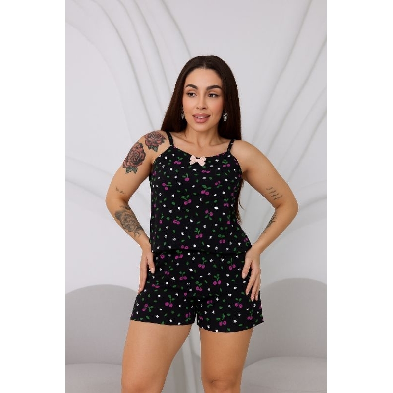 conjunto de pijama shorts e regata adulto em tecido Suede Premium zero transparência não pega bolinha não desbota
