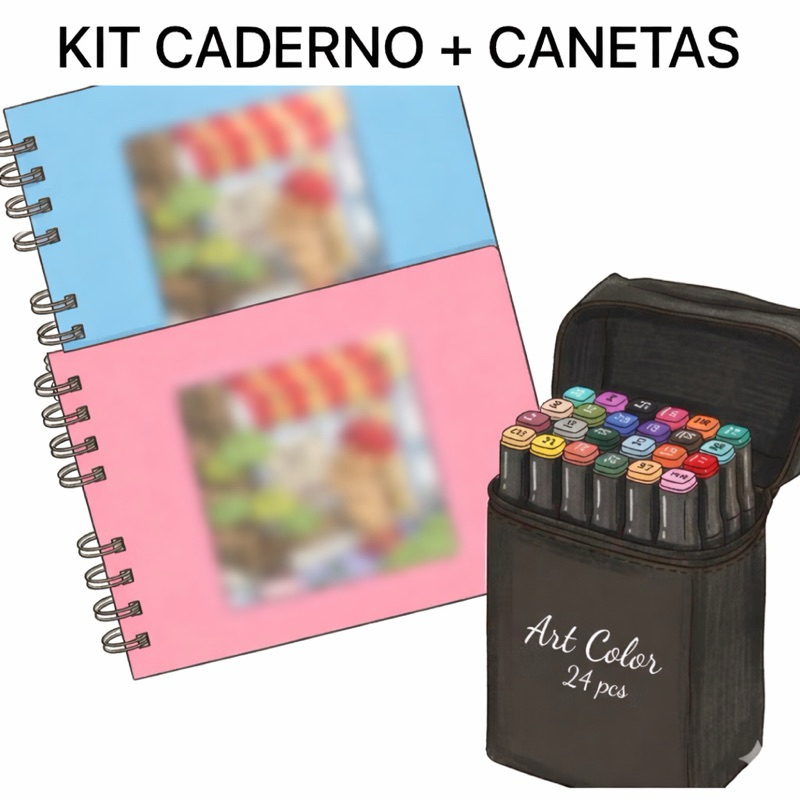 Kit Livro De Colorir Capa Dura 50 Páginas + 24 Cores Caneta Marcadora Com Ponta Dupla Pintura De Arte em Oferta na Shopee