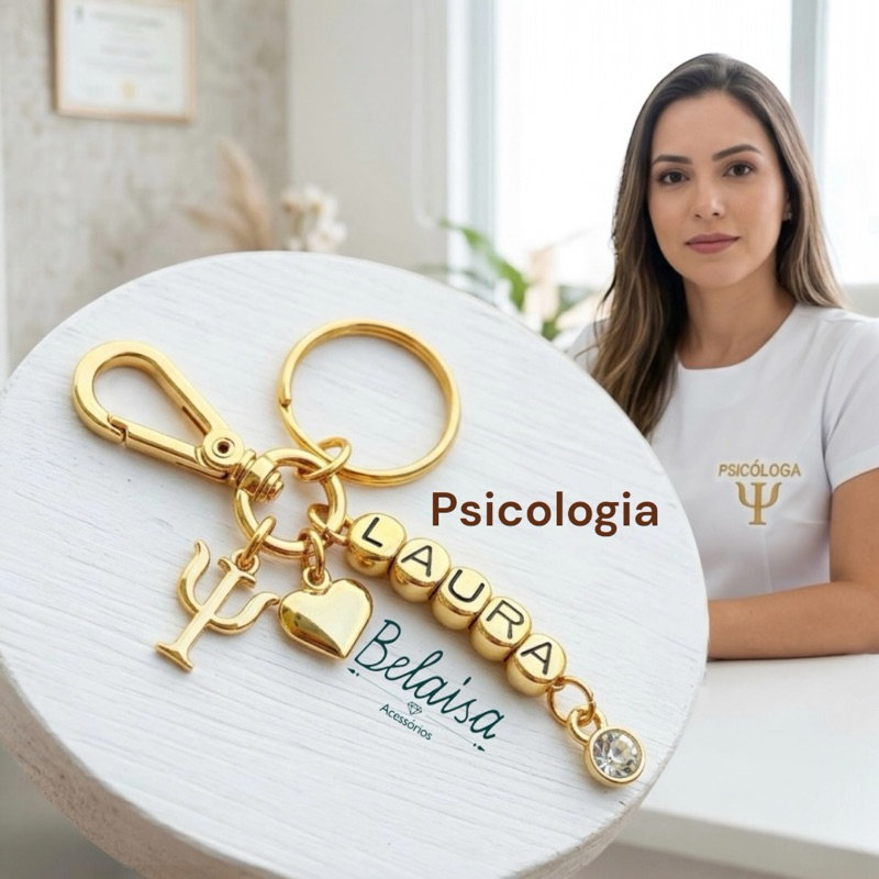Chaveiro Psicologia Psicóloga com nome presente formatura