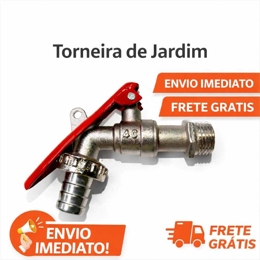 Torneira Jardim Metal Esfera 1/2x3/4 com Porta Cadeado Parede Externa em Oferta na Shopee