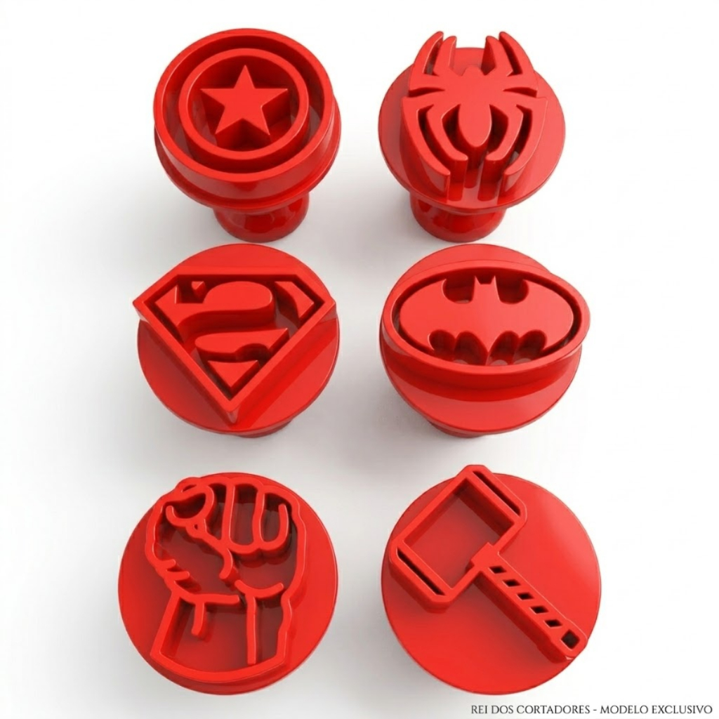 Kit Carimbo Marcador Brigadeiro SUPER HEROI MARVEL Molde Festa Confeitaria Aniversário Doces