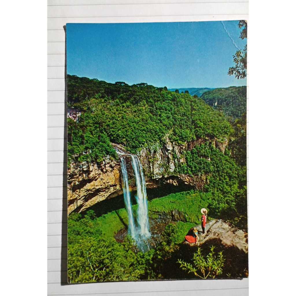 Cartão Postal Cascata do Caracol Canela RS 1968 Circulado Serra Gaúcha