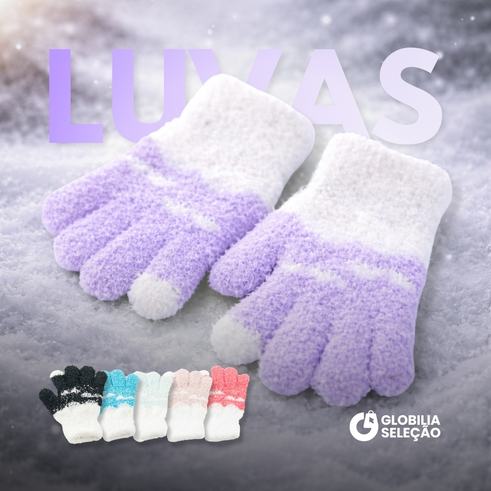 Luvas Infantil Inverno de Lã Térmica Infantil Tricô Menino Menina FYX0046NU