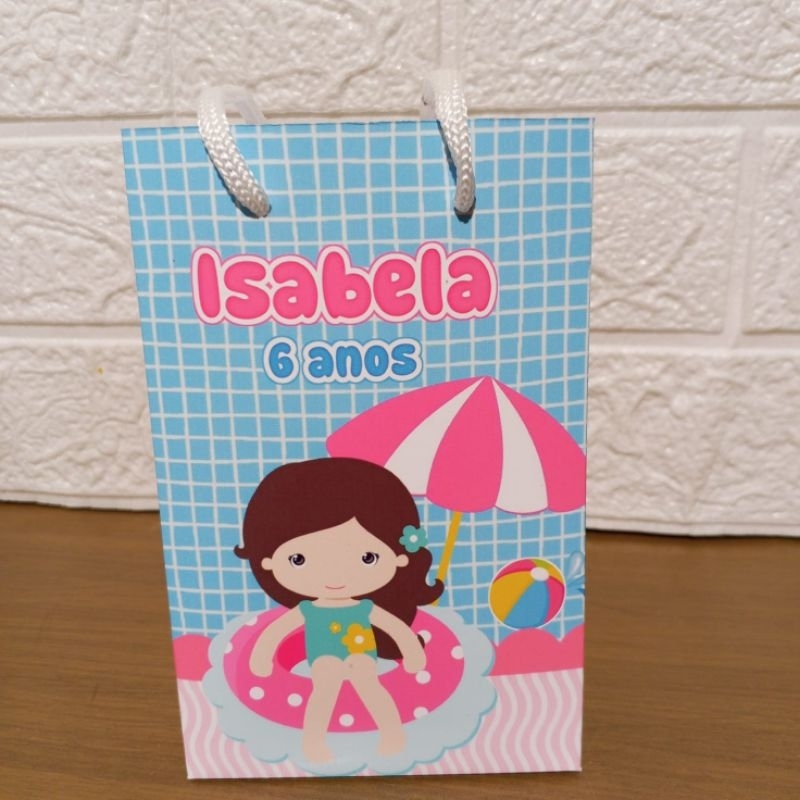 Sacolinha Surpresa Pool Party | Lembrancinha Infantil Menina Festa Verão Personalizada - Sacolinhas P