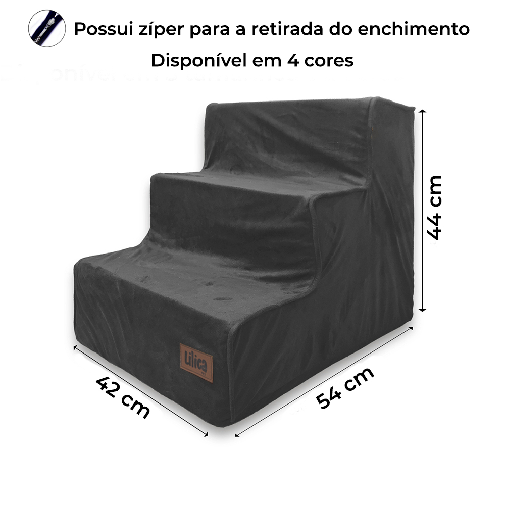 Escada pet antiderrapante 3 degraus espuma rígida escadinha com zíper cachorro e gato
