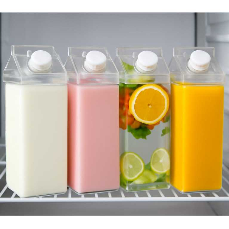 Garrafa Transparente Em Formato Caixa Leite Portátil Geladeira 1000ml em Oferta na Shopee