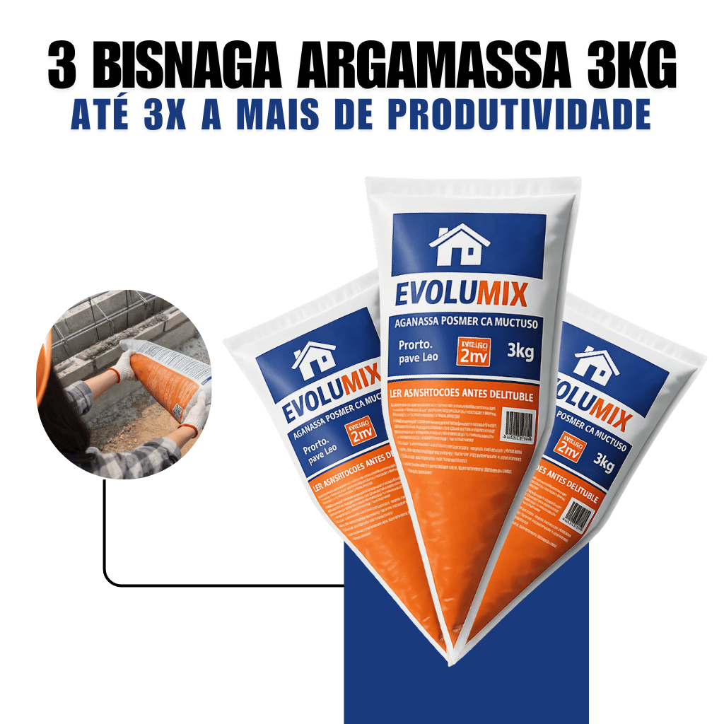 Kit 3 Uni Argamassa Polimérica Evolumix 3kg Cimento Para Reforma Limpa Rápida e Profissional