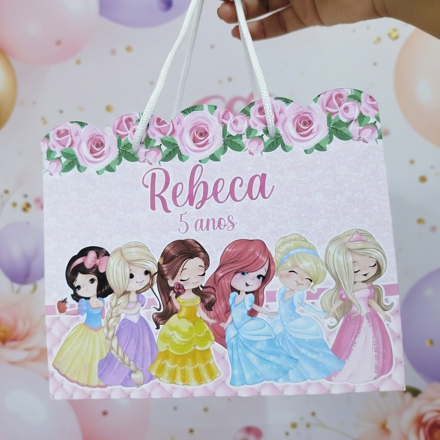 Sacolinha PRINCESAS BABY  MODELO 1 Personalizado Sacolinha Lembrancinha Aniversário  PEGUE E MONTE