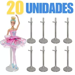 Kit 20 Suportes Transparentes Pedestal Para Bonecas E Bonecos Expositor Ajustável