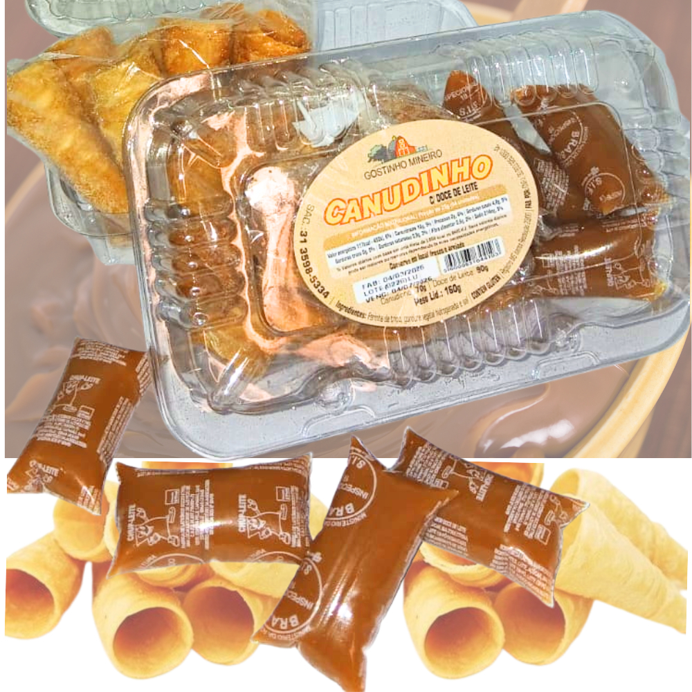 Bandeja com Crocantes Canudinhos Empanados Frescos do Tipo Cone com Doce de Leite