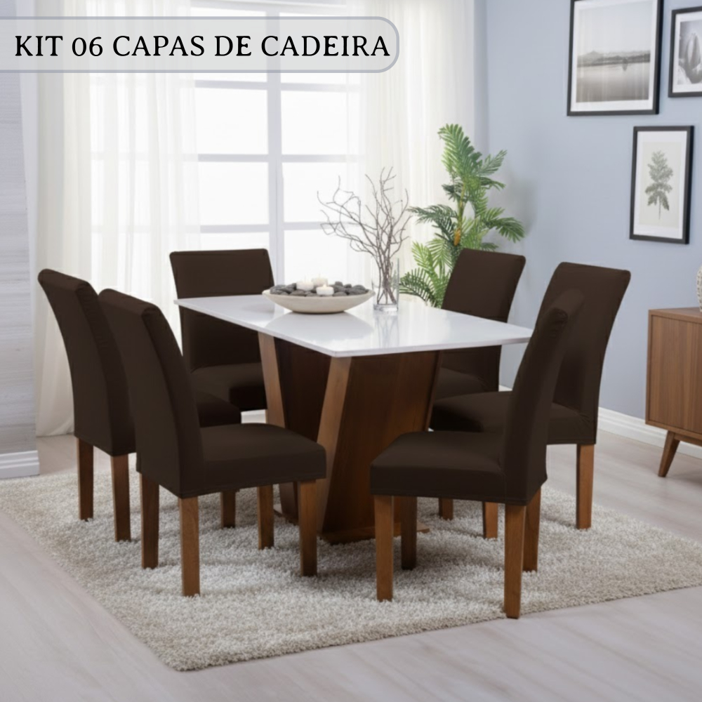 Kit 06 Capas Protetor de Cadeira Mesa Cozinha Sala Jantar Evento Buffet Malha Gel Com Elástico Resistente Envio Imediato