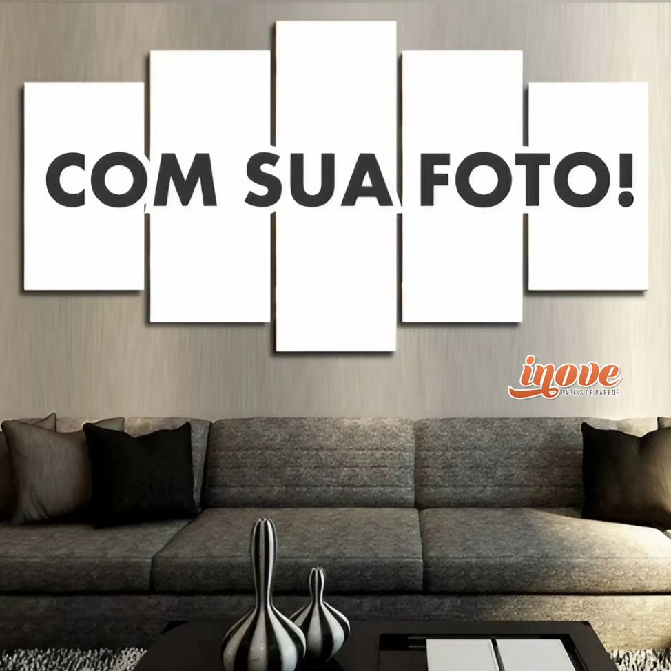 Quadro Personalizado Unidades - COM SUA FOTO 80X50 cm 5 Peças Decorativo
