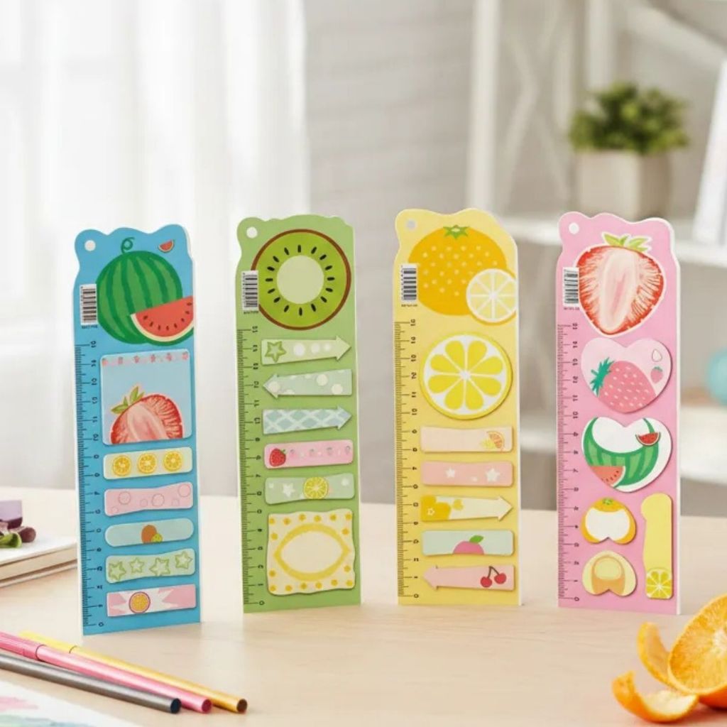 Conjunto Adesivos e Recadinhos 6,7X21,7 15FL Bloco Régua Cute Infantil Escolar Papelaria Fofa · foto 2