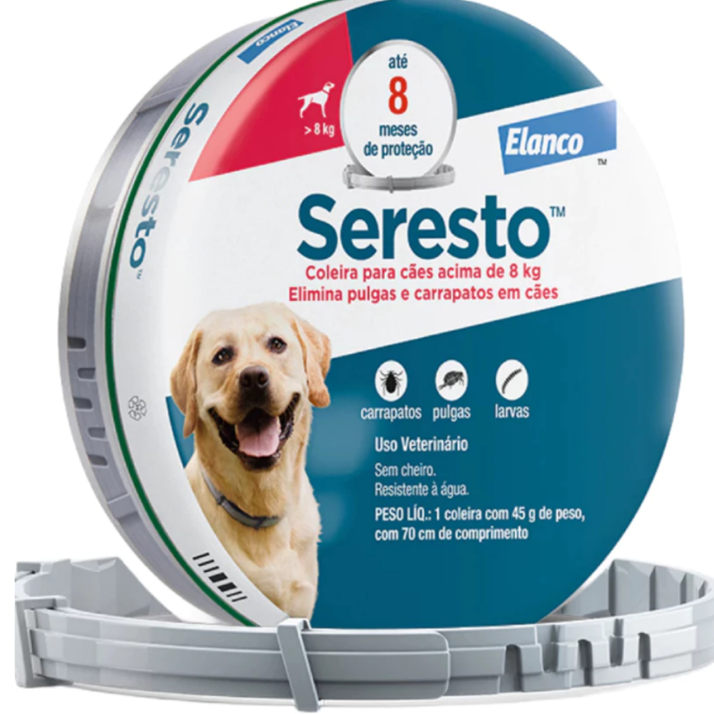 Coleira Antipulgas e Carrapatos Elanco Seresto para Cães acima de 8 Kg