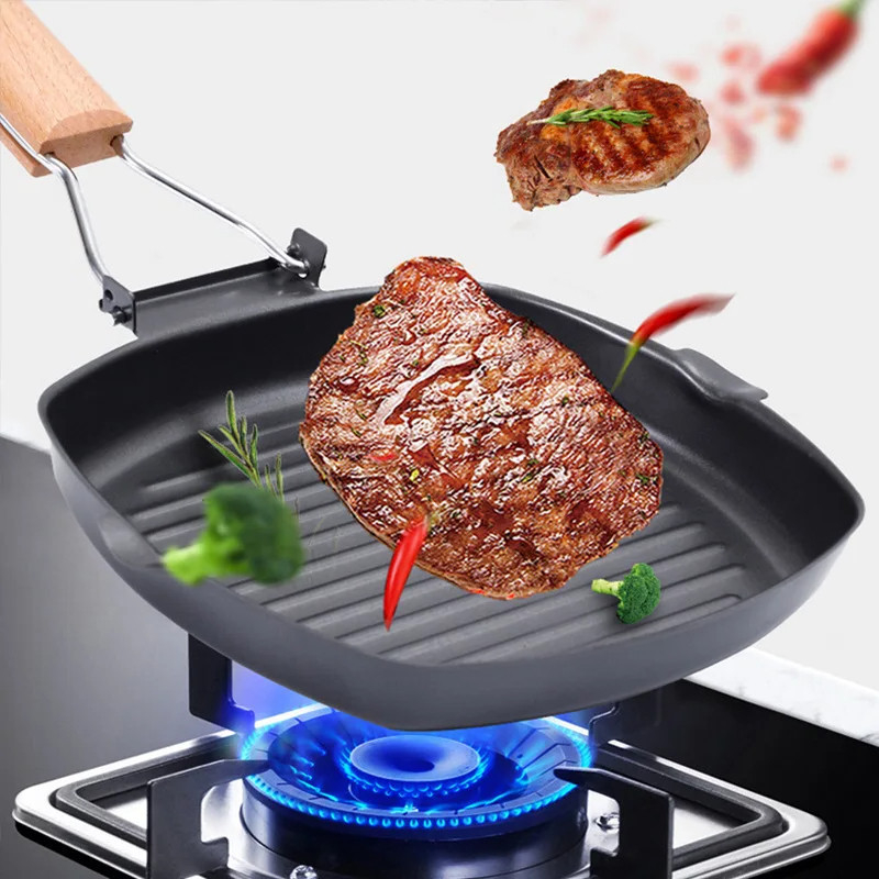 Panela Frigideira Alça Dobrável Fogão Gás Indução Profissional Grill 28cm