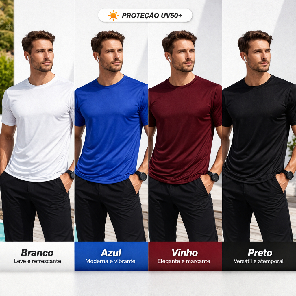 Camiseta UV50+ Masculina Proteção Solar Dry Fit Academia Treino Secagem Rápida