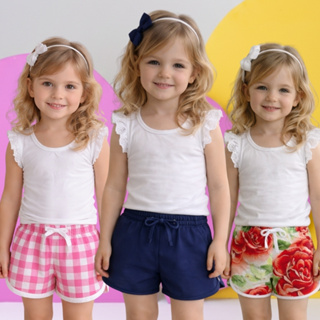 Kit 3 Shortinho Infantil Menina Sortidas Feminino Verão Praia Piscina Elástico Clube Confortavel em Oferta na Shopee