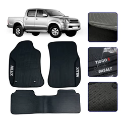 Jogo de Tapete Emborrachado apra Hilux 2005 a 2015 Kit Automotivo Premium Impermeavel