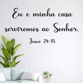 Frase Eu e Minha Casa Serviremos ao Senhor Quadro Decorativo Religioso letreiro mdf