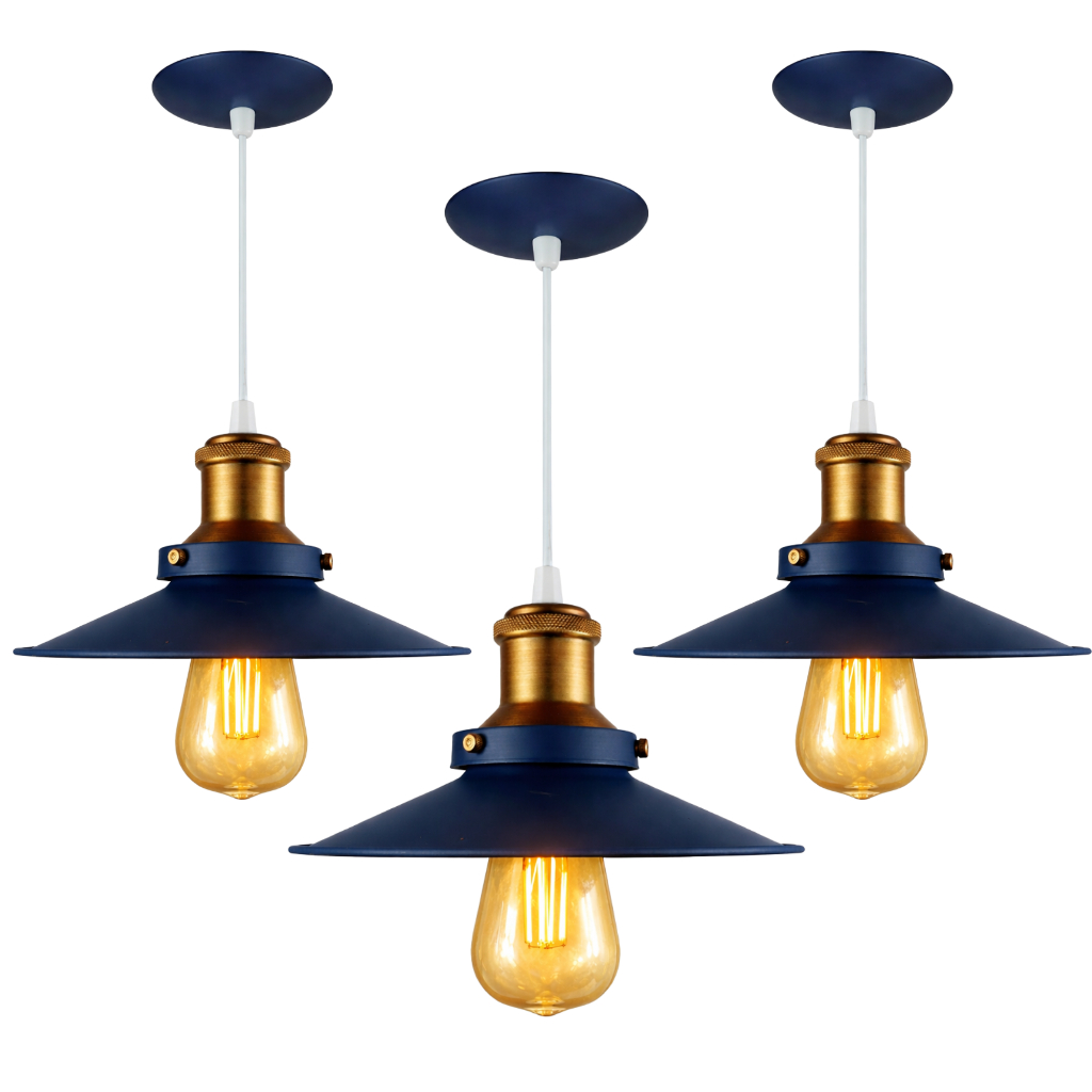 Pendente Kit 3  Nórdic 22cm Luz LED Cozinha Mesa Moderna Luxo
