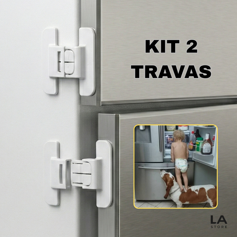 Kit 2 Travas Geladeira Bebê Segurança Infantil Adesivo 3M Armário Porta Gaveta em Oferta na Shopee