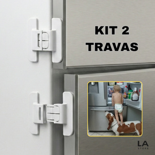 Kit 2 Travas Geladeira Bebê Segurança Infantil Adesivo 3M Armário Porta Gaveta em Oferta na Shopee