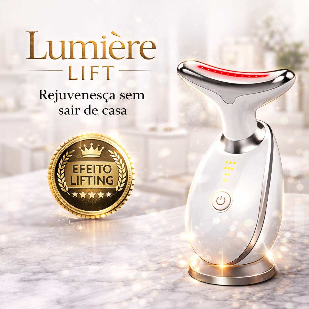 Lumière Lift Pro: Massageador LED Facial Anti-Idade para Reduzir Rugas e Papada em Casa