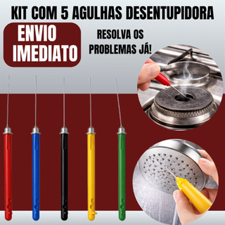 Kit 3 a 10 agulhas para desentupir boca do fogão chuveiro e outros