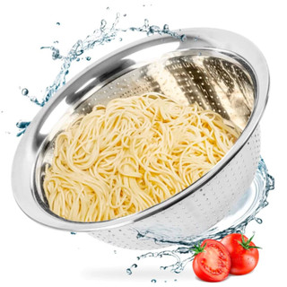 Escorredor De Arroz Inox 27cm Legumes Frutas Multiuso Cozinha Alça Coador Peneira Drenagem Inoxidável