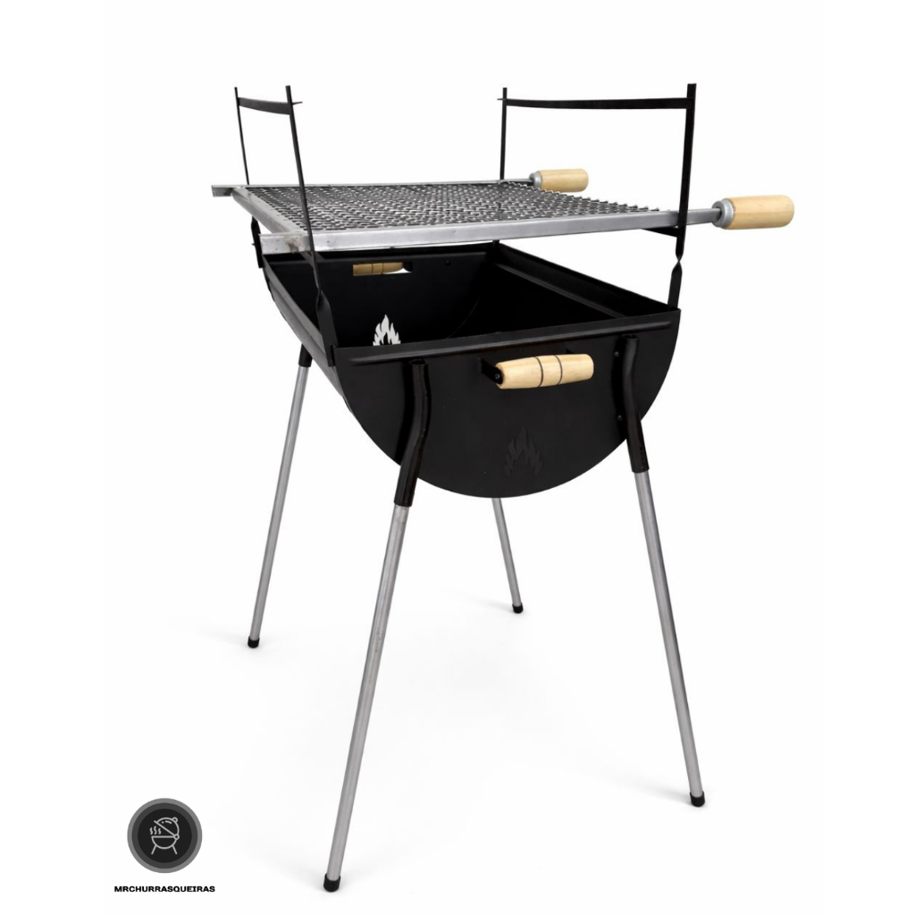 Churrasqueira Portátil 50x40 com Grelha Ajustável, Acampamento e Churrasco