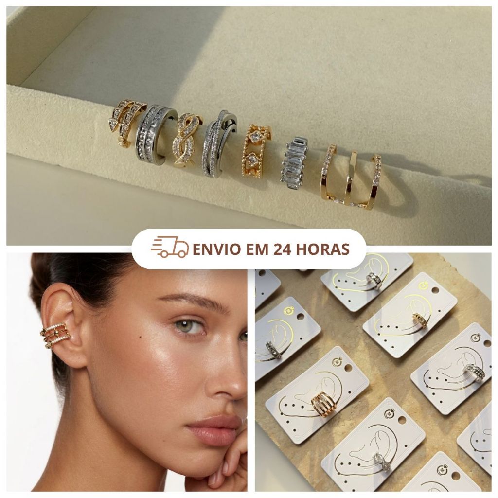 Piercing pressão Acessório Feminino Moda Blogueira Elegante Chic Moderno Strass - Presente em Oferta na Shopee