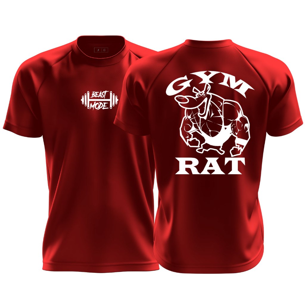 Camiseta Dry Fit Masculina Basquete Treino Academia Bodybuilder Gym Rat Vermelha Fitness Corrida