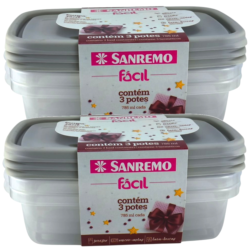Potes 785 ml Sanremo Marmita Armazenar Alimentos Otimizar Espaço Freezer Micro-ondas Lava-louças